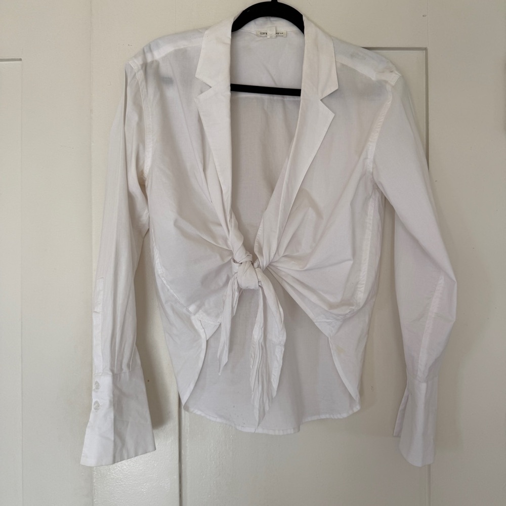 White Tie-Front Blouse